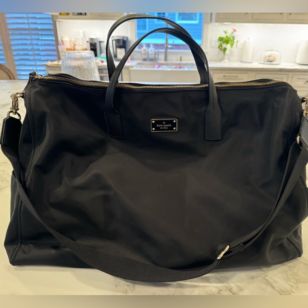 Kate spade black over night bag - used once great condition
